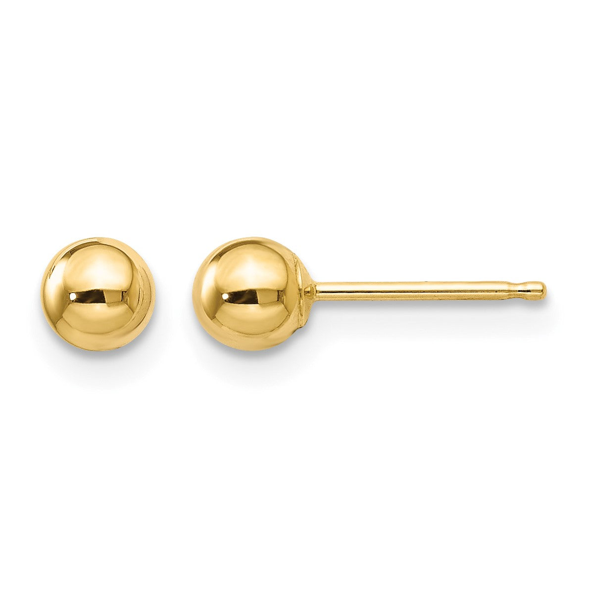 14k 4mm Polished Puffed Ball Post Earrings