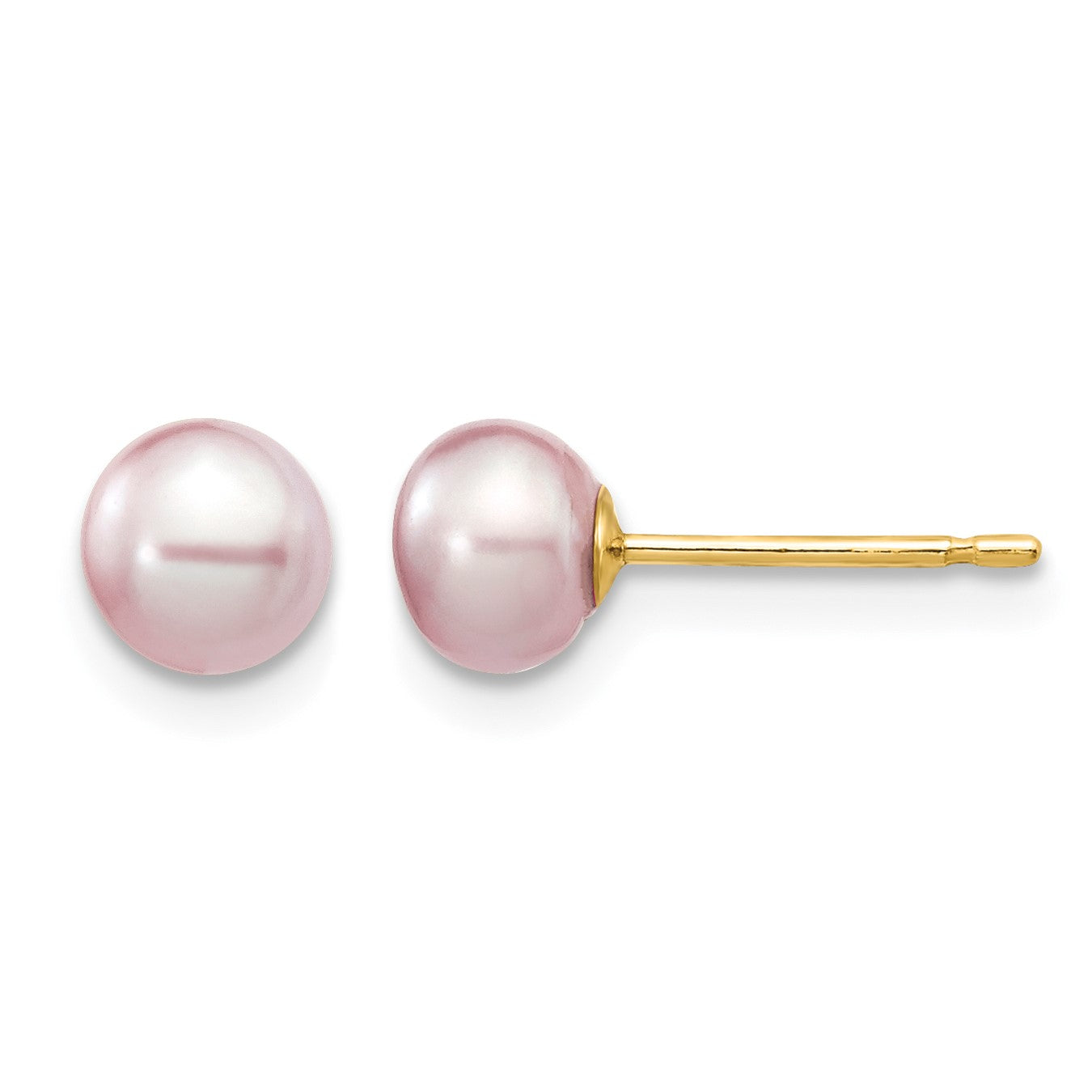14k 5-6mm Purple Button Freshwater Cultured Pearl Stud Post Earrings