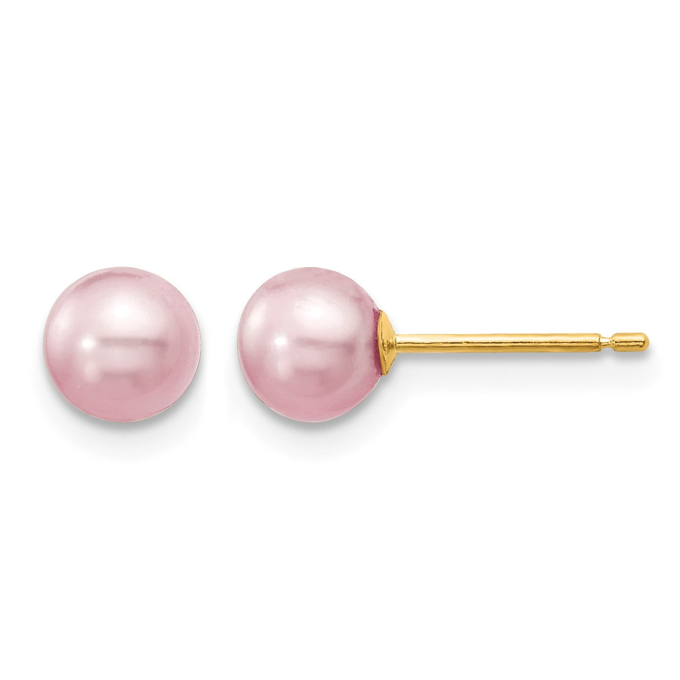 14k 5-6mm Purple Round Freshwater Cultured Pearl Stud Post Earrings
