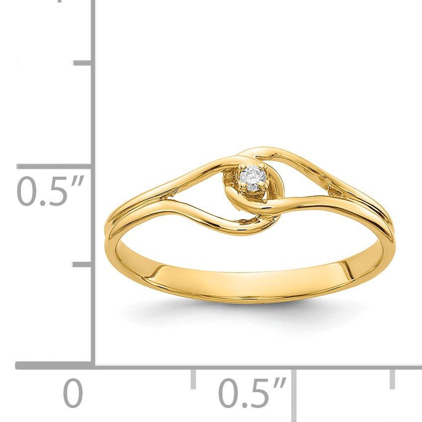 14k Polished AA Diamond Fancy Ring