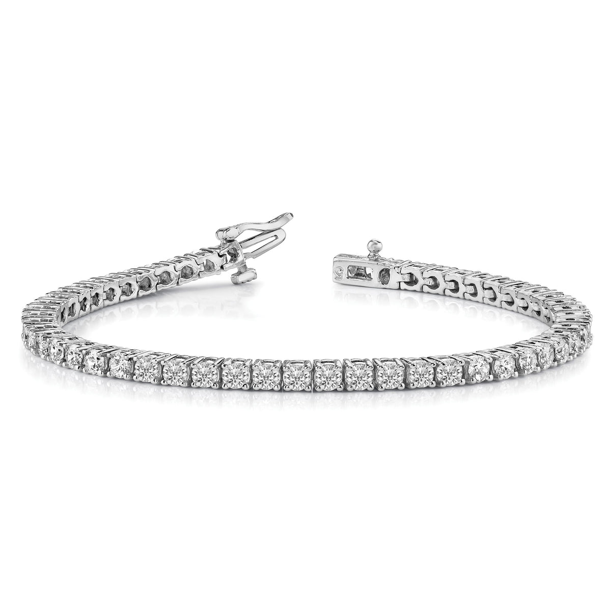 14k White Gold Holds 3.92 carat 57-2.6mm Round Diamond 4-prong 7 inch Tennis Bracelet Mounting