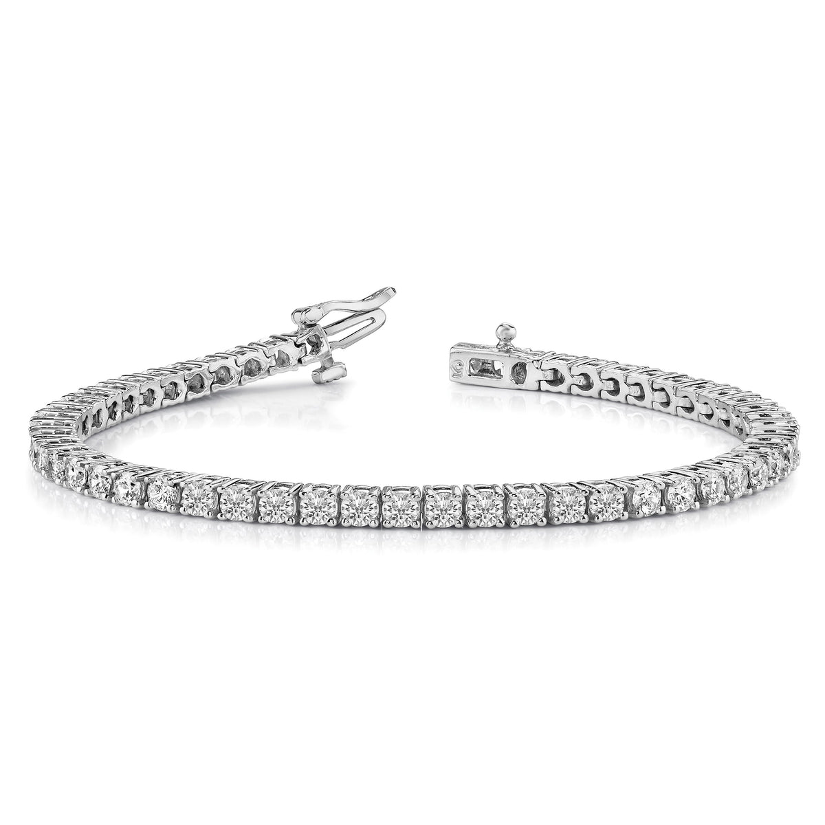 14k White Gold Holds 3.92 carat 57-2.6mm Round Diamond 4-prong 7 inch Tennis Bracelet Mounting