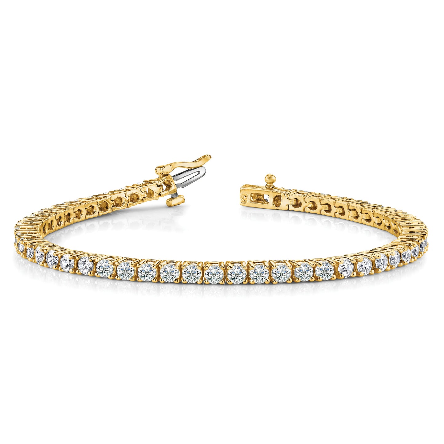 14k Holds 4.92 carat 52-2.9mm Round Diamond 4-prong 7 inch Tennis Bracelet Mounting