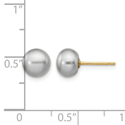14k 6-7mm Grey Button Freshwater Cultured Pearl Stud Post Earrings
