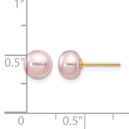14k 6-7mm Purple Button Freshwater Cultured Pearl Stud Post Earrings