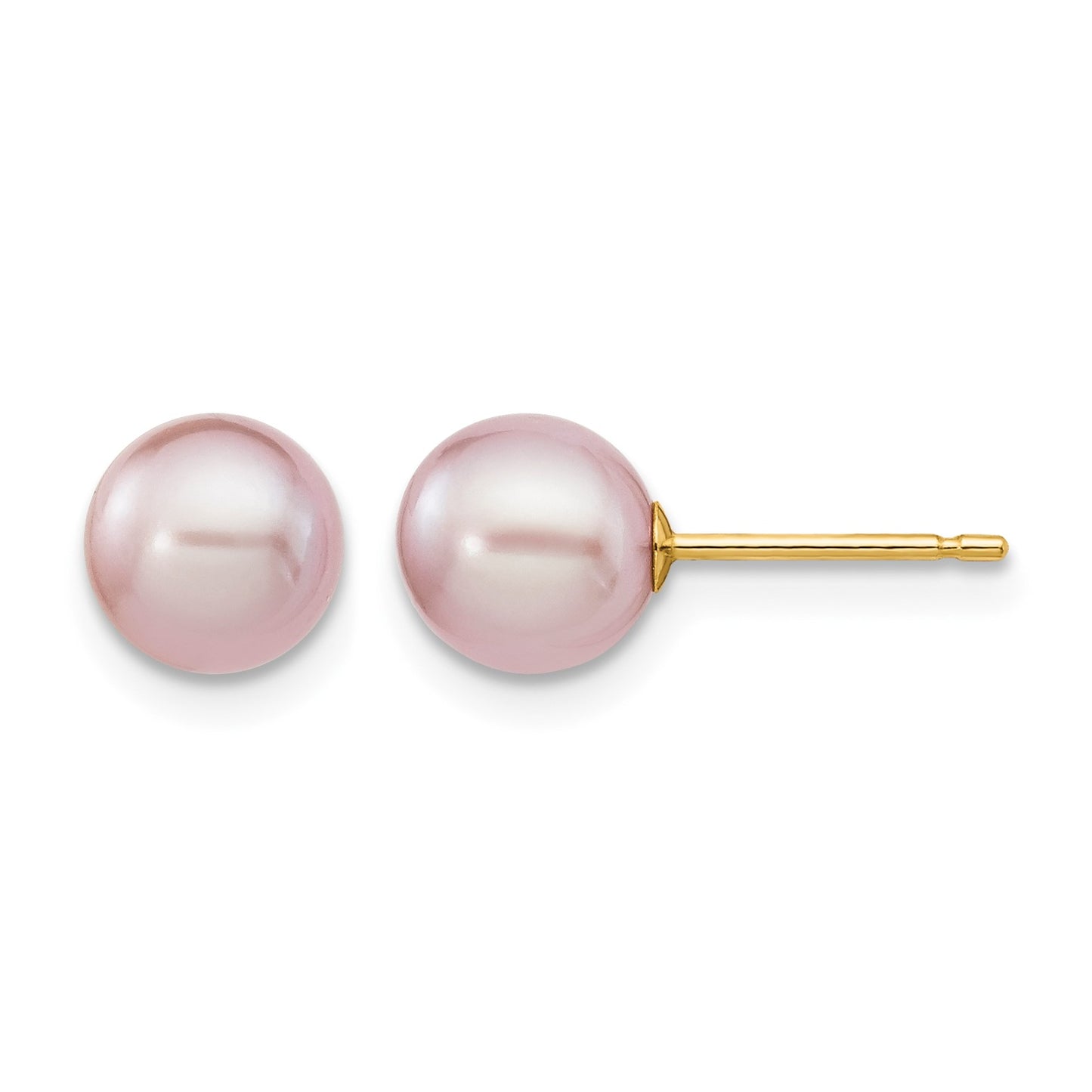 14k 6-7mm Purple Round Freshwater Cultured Pearl Stud Post Earrings