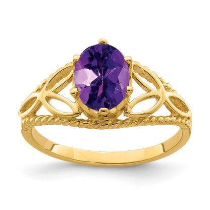 14k 8x6mm Oval Amethyst Filigree Ring
