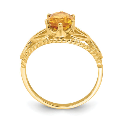 14k 8x6mm Oval Citrine Filigree Ring