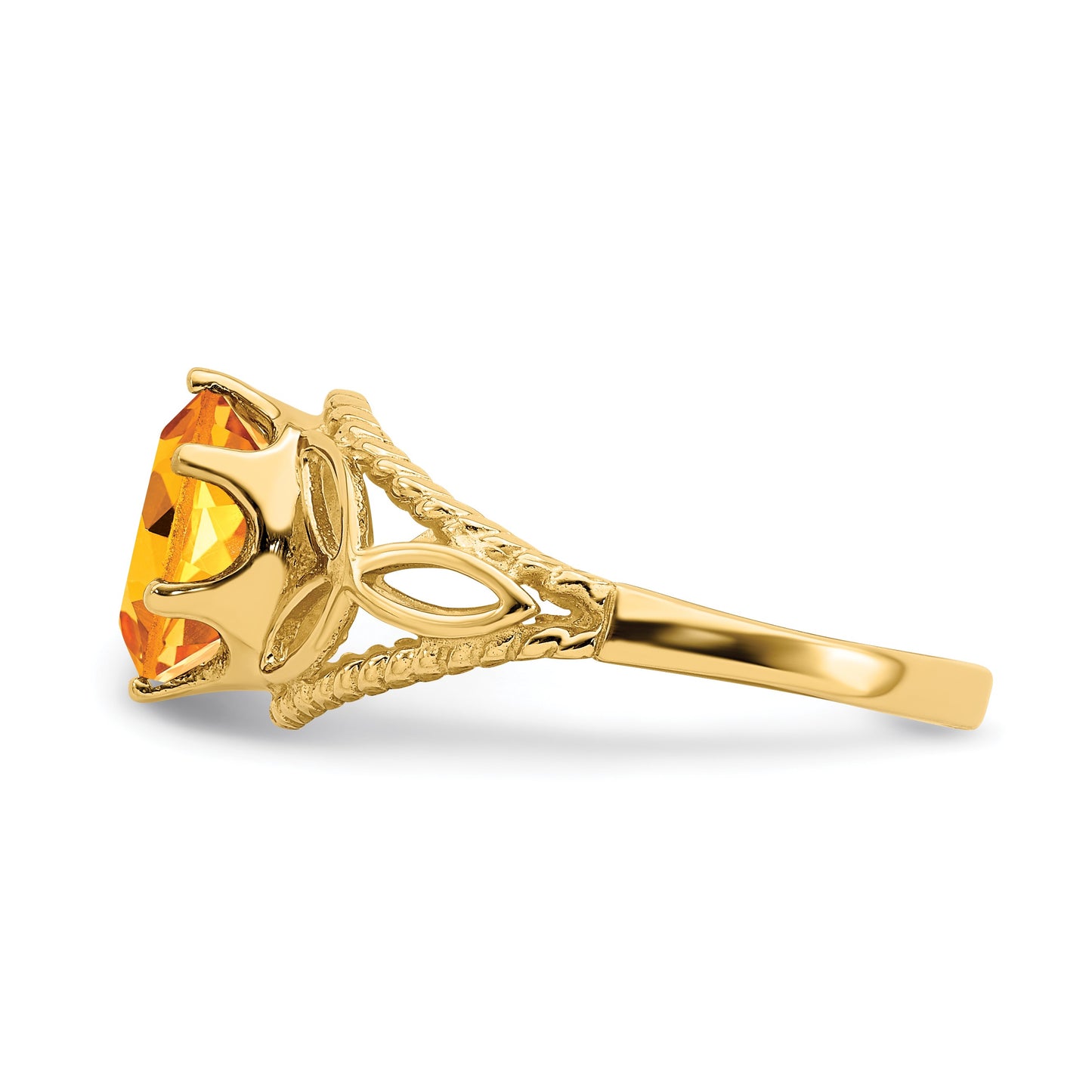 14k 8x6mm Oval Citrine Filigree Ring