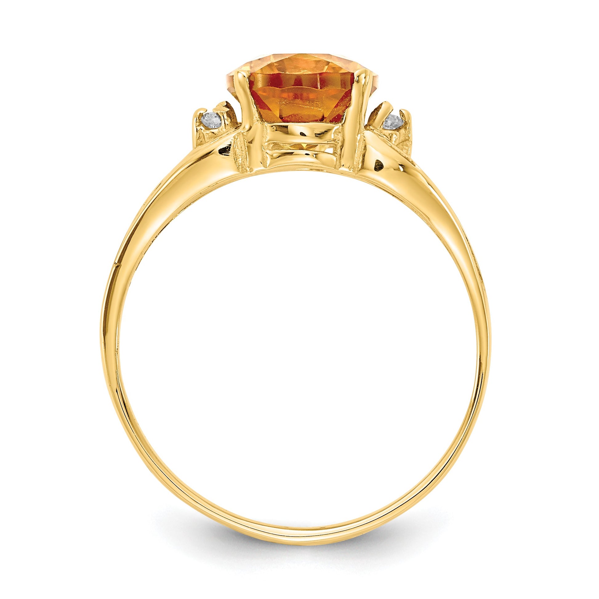 14k 9x7mm Oval Citrine and AA Diamond Ring