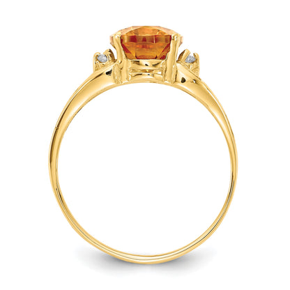 14k 9x7mm Oval Citrine and AA Diamond Ring