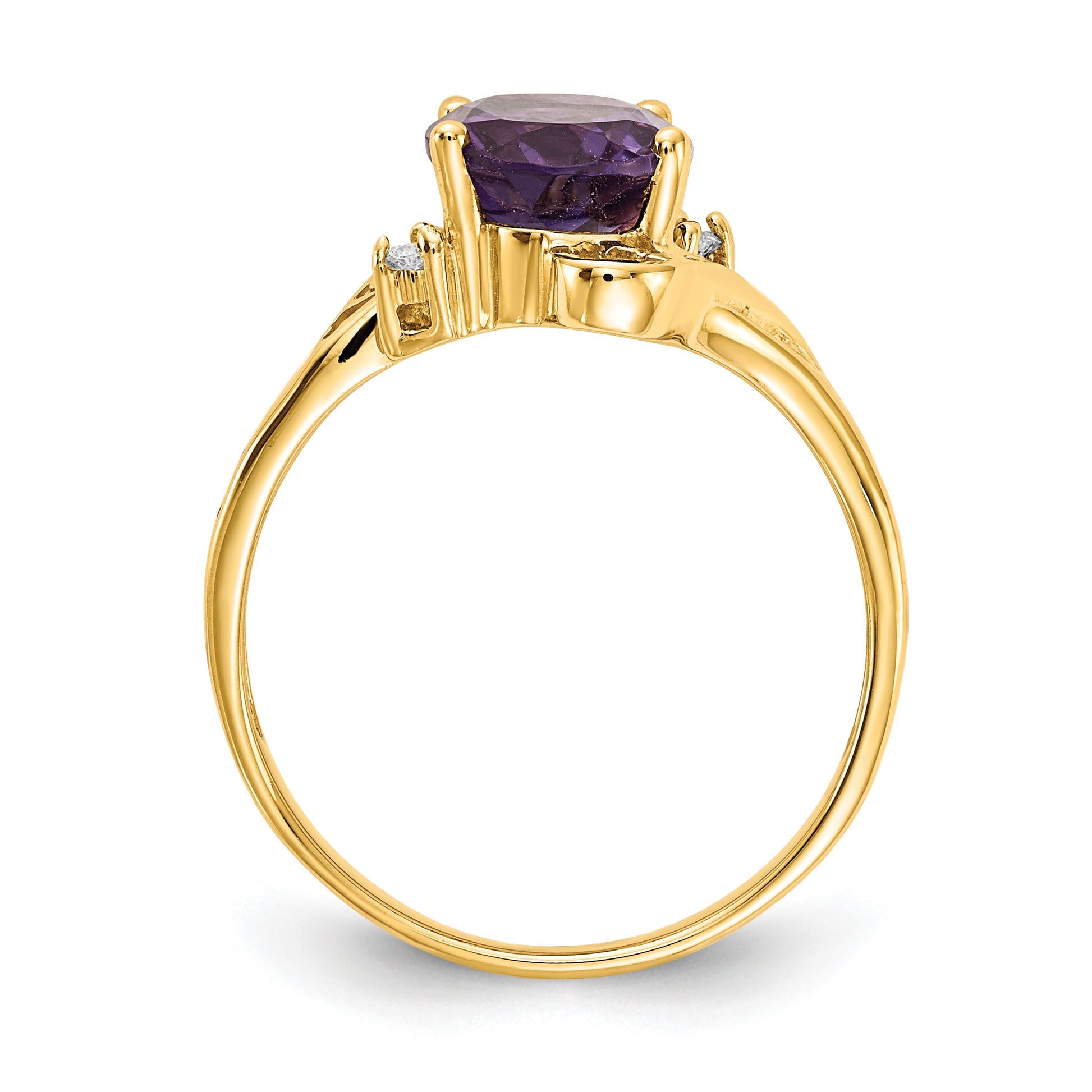 14k 9x7mm Oval Amethyst and AA Diamond Ring