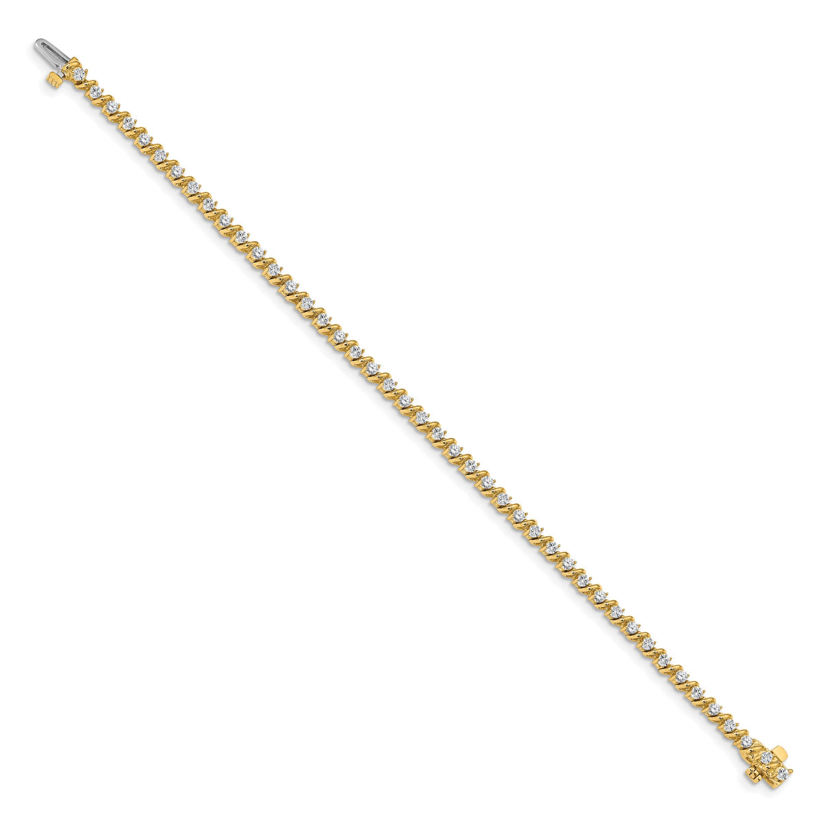 14k Holds 2 carat 44-2.25mm Round Diamond Swirled 2-prong 7 inch Tennis Bracelet Mounting