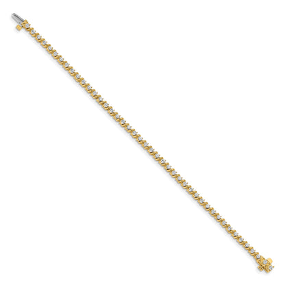 14k Holds 2 carat 44-2.25mm Round Diamond Swirled 2-prong 7 inch Tennis Bracelet Mounting