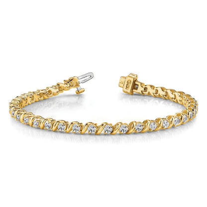 14k Holds 2 carat 44-2.25mm Round Diamond Swirled 2-prong 7 inch Tennis Bracelet Mounting