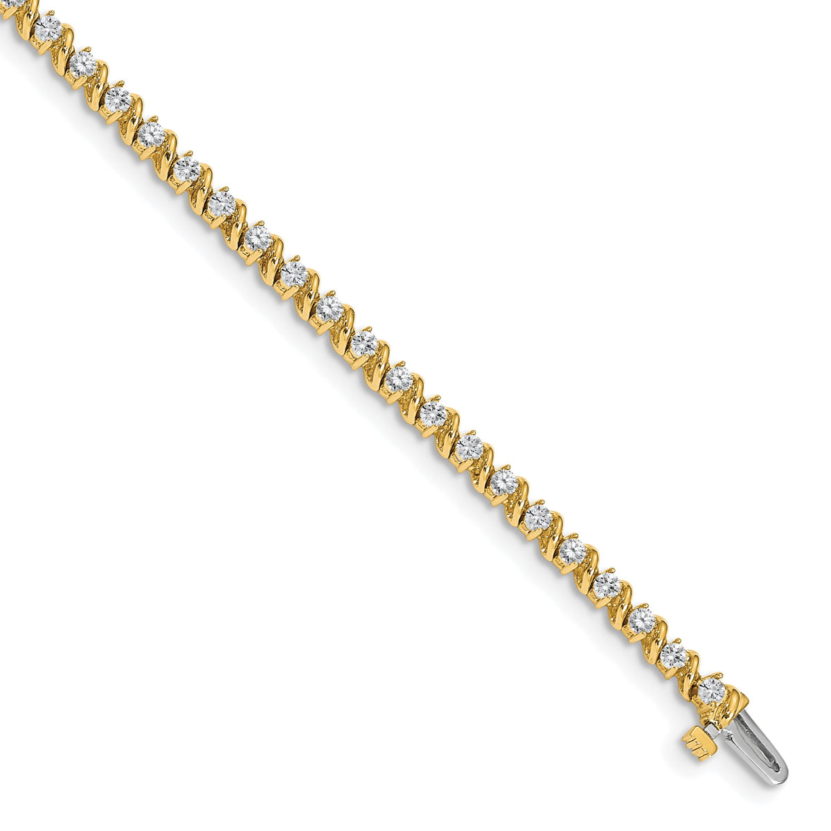 14k Holds 2 carat 44-2.25mm Round Diamond Swirled 2-prong 7 inch Tennis Bracelet Mounting