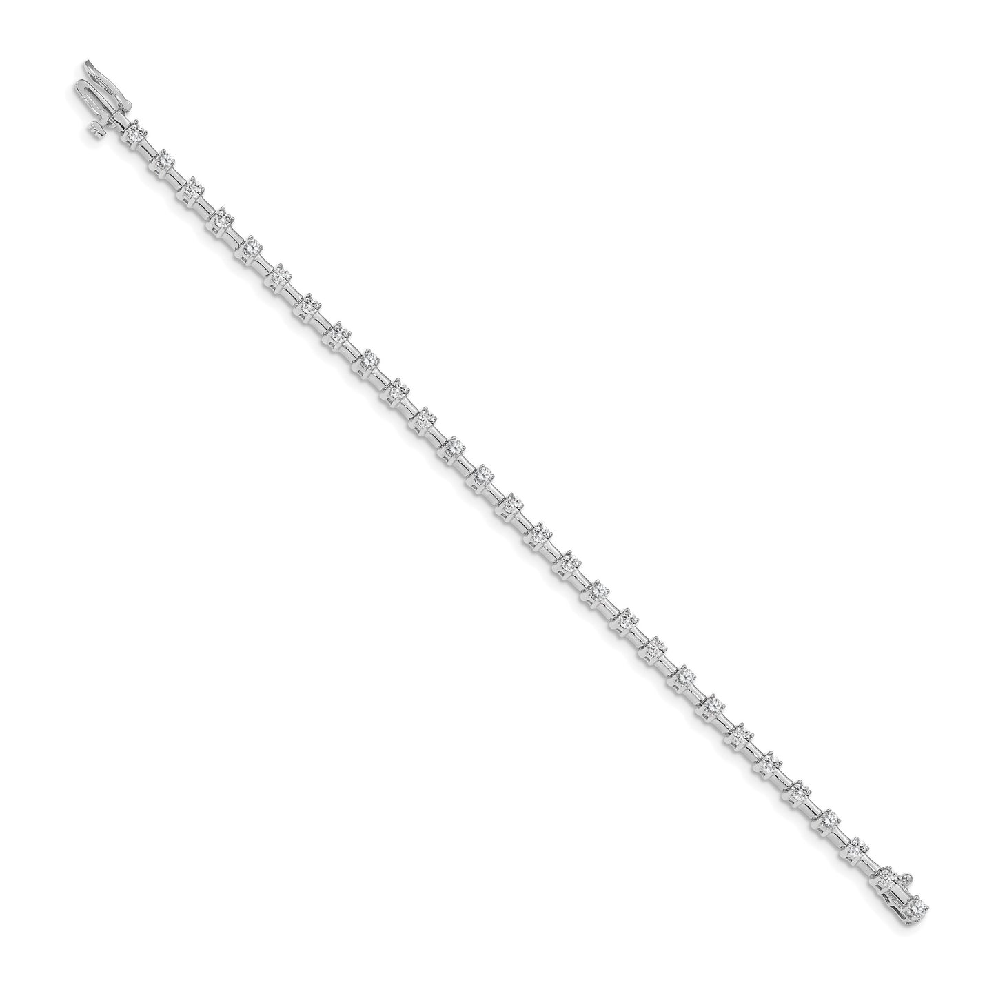 14k White Gold Holds 2 carat 28-2.6mm Round Diamond Bar Link 7 inch Tennis Bracelet Mounting