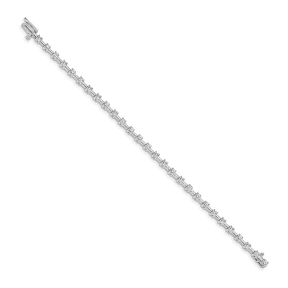 14k White Gold Holds 2 carat 28-2.6mm Round Diamond Bar Link 7 inch Tennis Bracelet Mounting