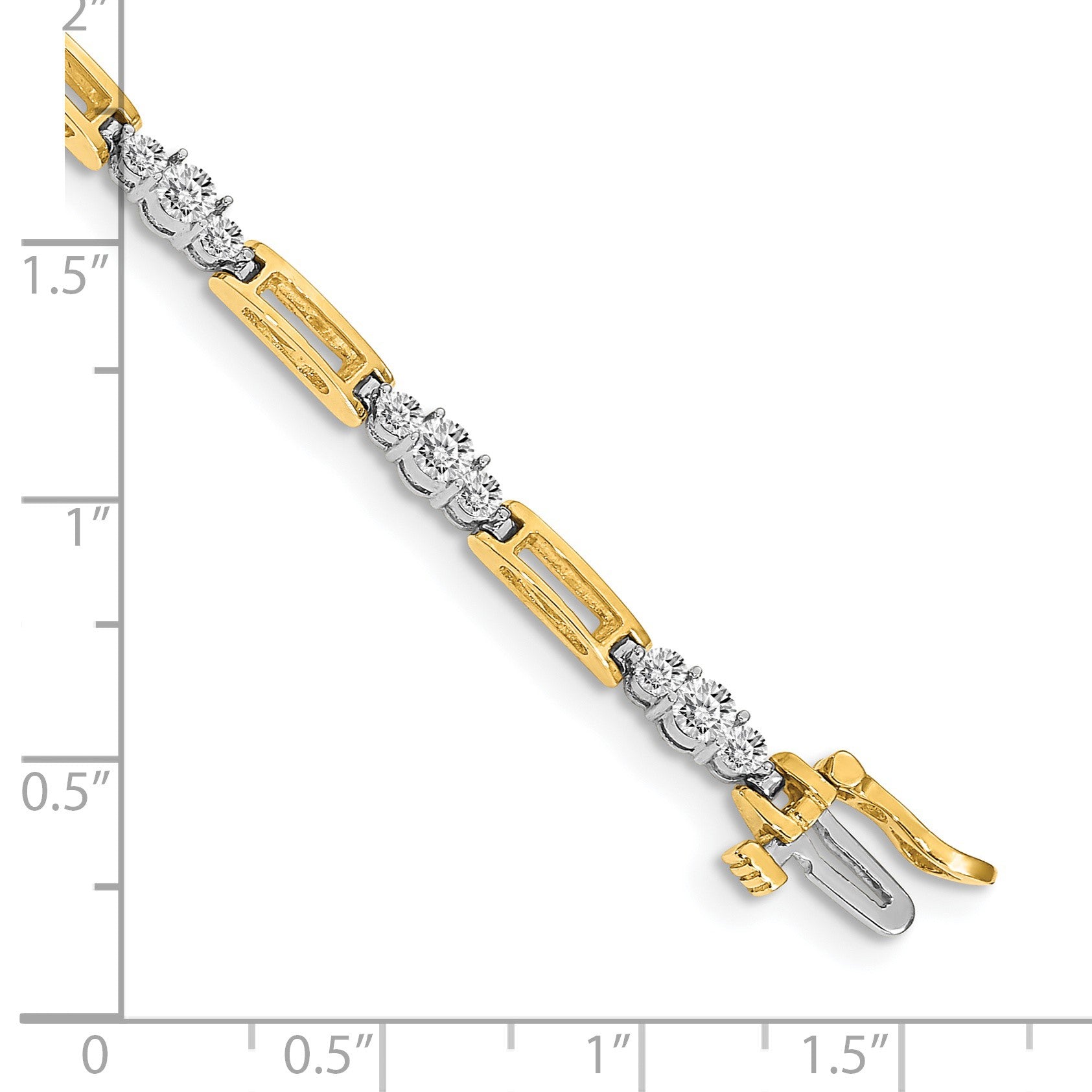 14k Two-Tone Holds 2.1 carat 20-2.2mm/10-3.2mm Round Diamond Bar Link 7 inch Tennis Bracelet Mounting