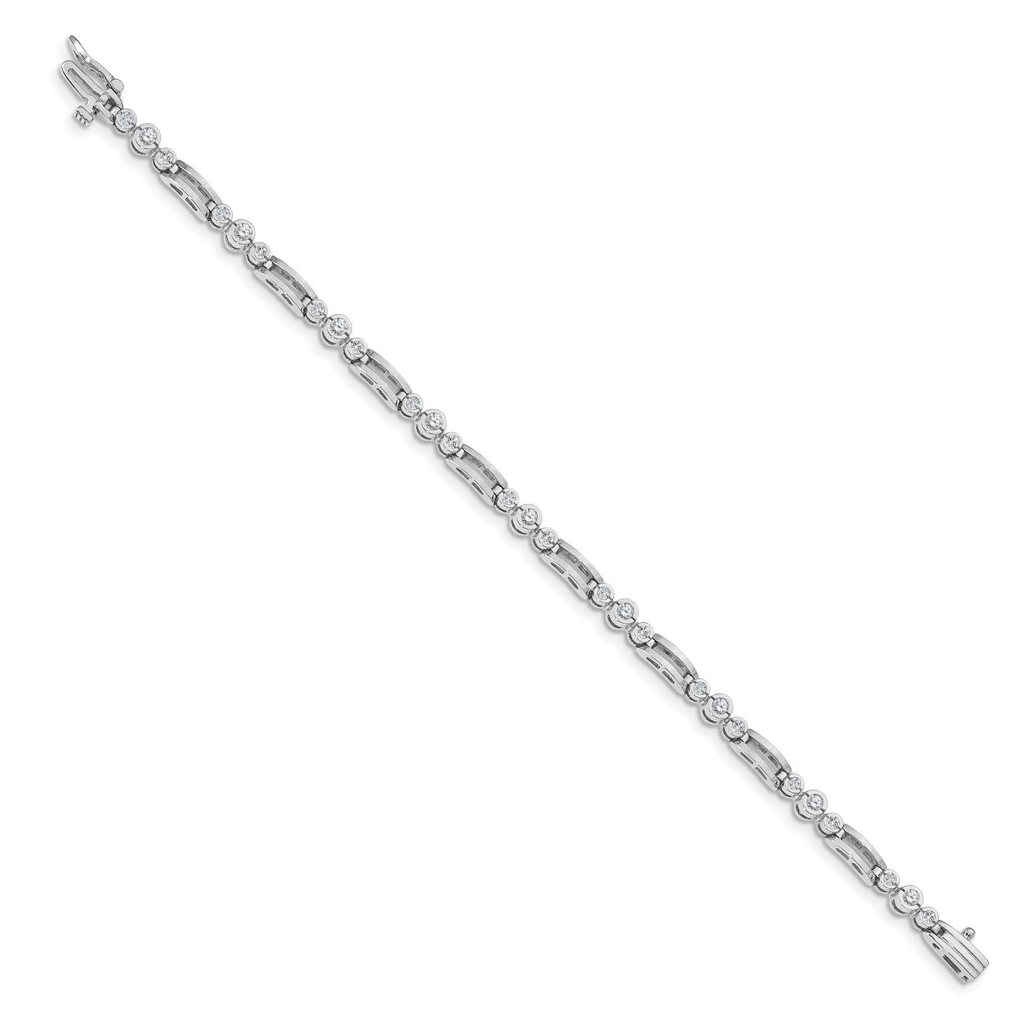 14k White Gold Holds 1 carat 18-1.9mm/9-2.4mm Round Diamond Bezel Paperclip Link 7 inch Tennis Bracelet Mounting