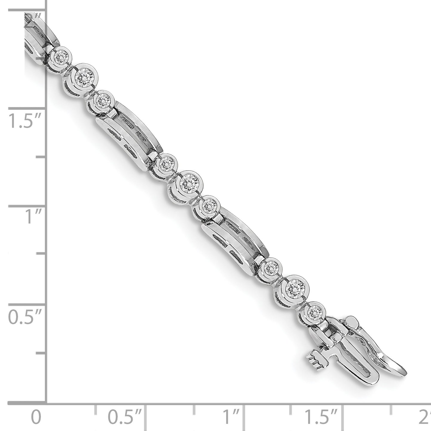 14k White Gold Holds 1 carat 18-1.9mm/9-2.4mm Round Diamond Bezel Paperclip Link 7 inch Tennis Bracelet Mounting