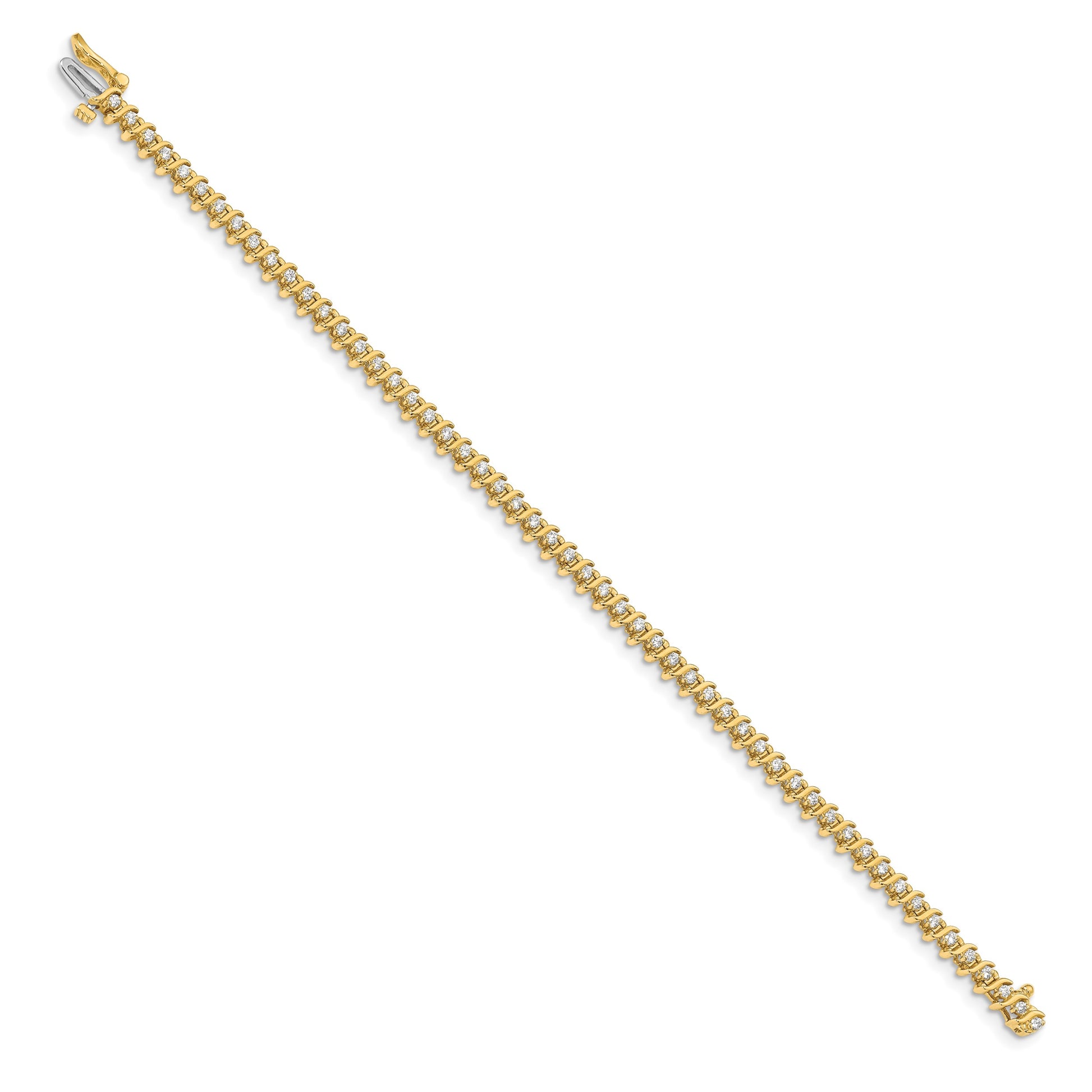 14k Holds 7/8 carat 54-1.6mm Round Diamond 2-prong S-link 7 inch Tennis Bracelet Mounting