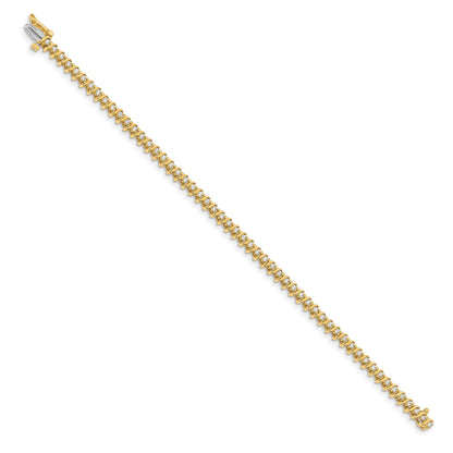 14k Holds 7/8 carat 54-1.6mm Round Diamond 2-prong S-link 7 inch Tennis Bracelet Mounting