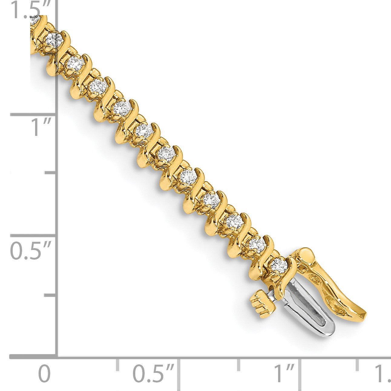 14k Holds 7/8 carat 54-1.6mm Round Diamond 2-prong S-link 7 inch Tennis Bracelet Mounting