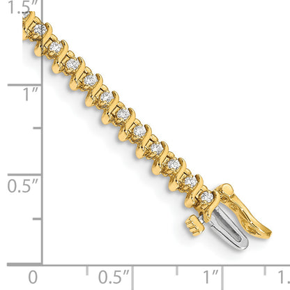 14k Holds 7/8 carat 54-1.6mm Round Diamond 2-prong S-link 7 inch Tennis Bracelet Mounting