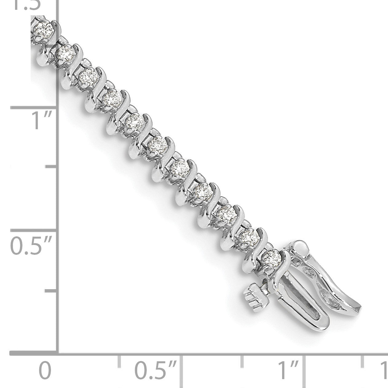 14k White Gold Complete 7/8 carat Round AA Diamond 2-prong S-link 7 inch Tennis Bracelet