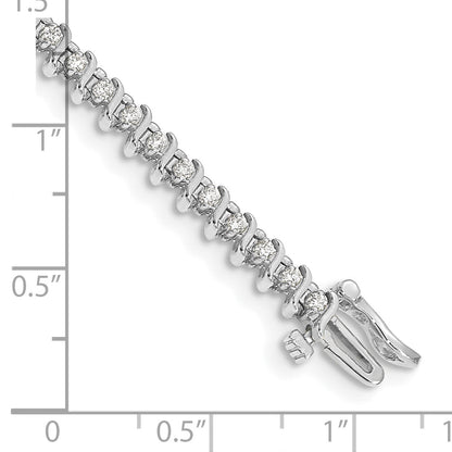 14k White Gold Complete 7/8 carat Round AA Diamond 2-prong S-link 7 inch Tennis Bracelet