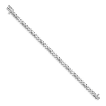 14k White Gold Holds 2 carat 49-2.2mm Round Diamond 2-prong S-link 7 inch Tennis Bracelet Mounting