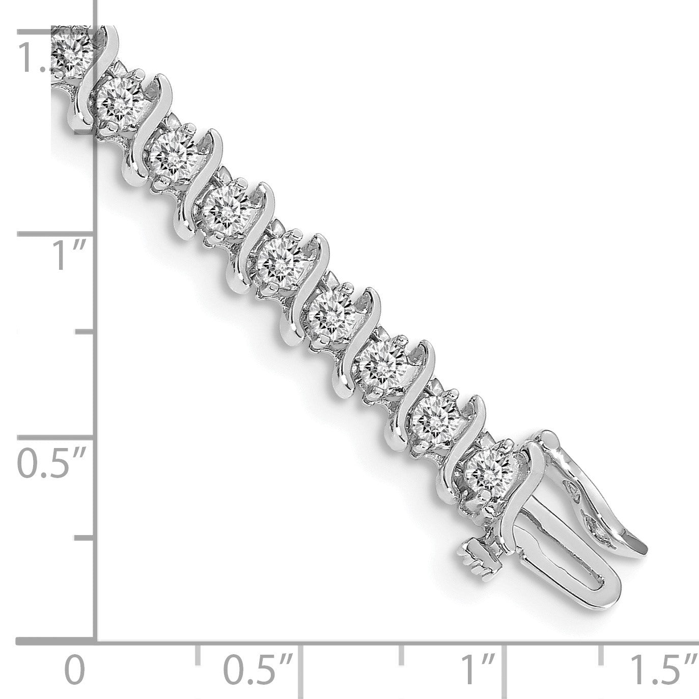 14k White Gold Holds 3.9 carat 38-3.0mm Round Diamond 2-prong S-link 7 inch Tennis Bracelet Mounting