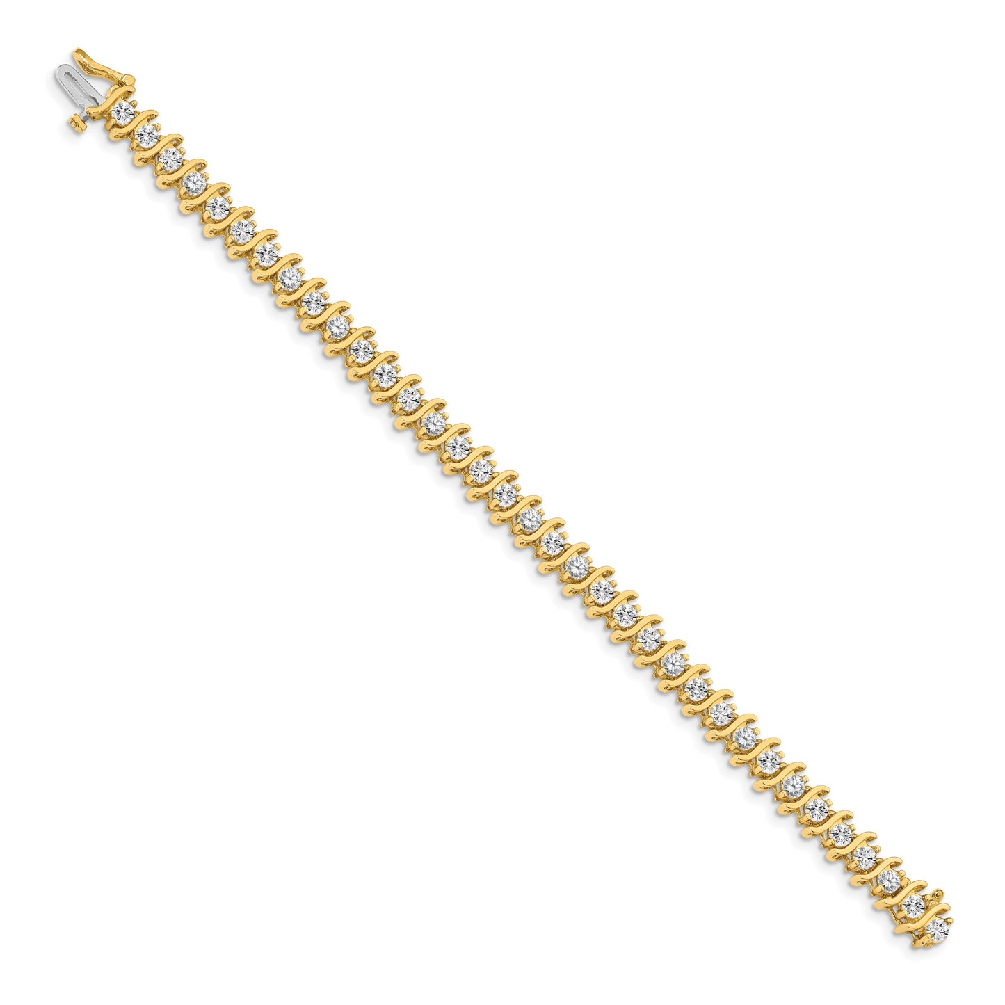 14k Holds 5.95 carat 35-3.5mm Round Diamond 2-prong S-link 7 inch Tennis Bracelet Mounting