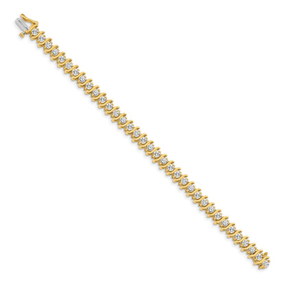 14k Holds 5.95 carat 35-3.5mm Round Diamond 2-prong S-link 7 inch Tennis Bracelet Mounting