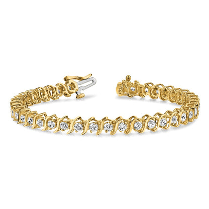14k Holds 5.95 carat 35-3.5mm Round Diamond 2-prong S-link 7 inch Tennis Bracelet Mounting