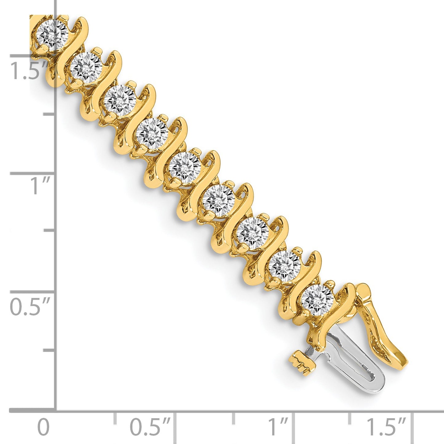 14k Holds 5.95 carat 35-3.5mm Round Diamond 2-prong S-link 7 inch Tennis Bracelet Mounting