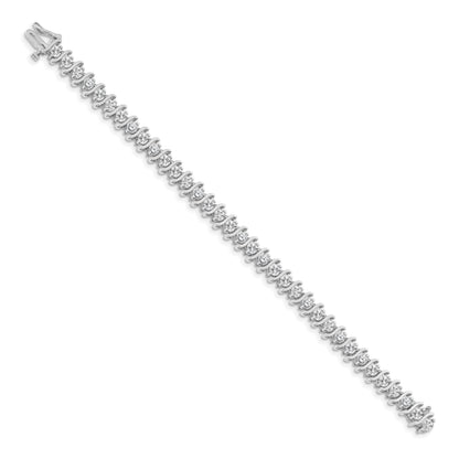 14k White Gold Holds 5.95 carat 35-3.5mm Round Diamond 2-prong S-link 7 inch Tennis Bracelet Mounting