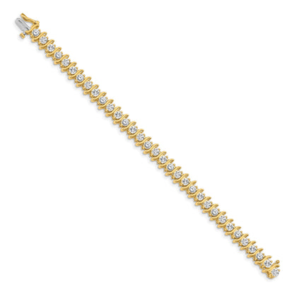 14k Holds 7.19 carat 33-3.8mm Round Diamond 2-prong S-link 7 inch Tennis Bracelet Mounting