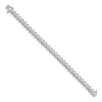 14k White Gold Holds 7.19 carat 33-3.8mm Round Diamond 2-prong S-link 7 inch Tennis Bracelet Mounting