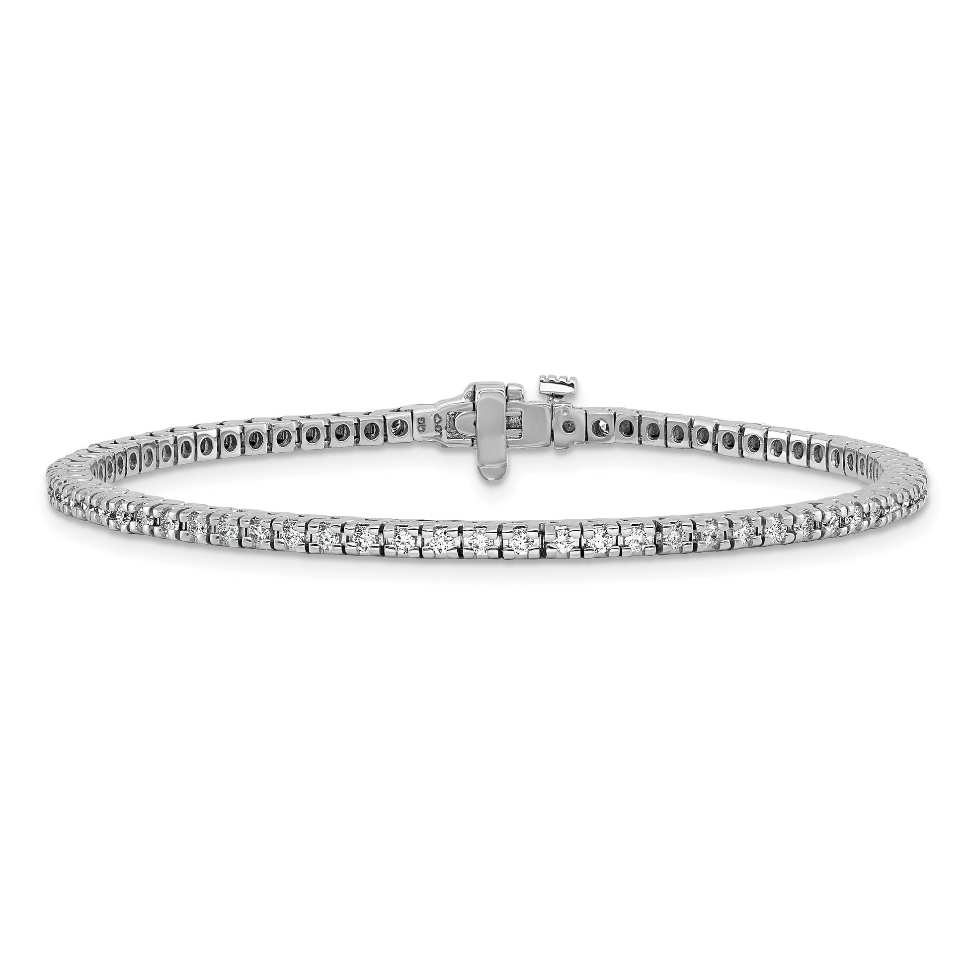 14k White Gold Holds 1.25 carat 74-1.6mm Round Diamond 4-prong 7 inch Tennis Bracelet Mounting