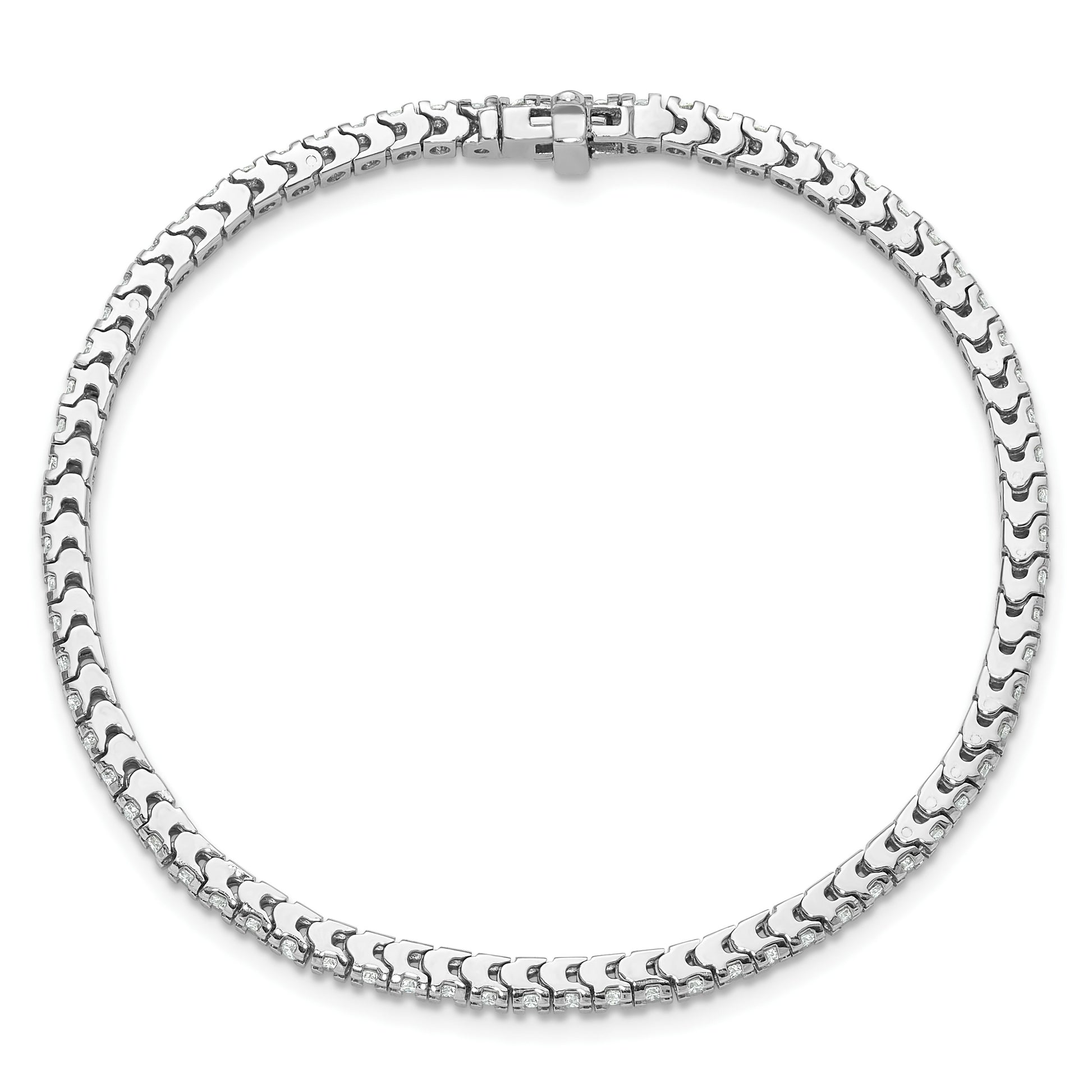 14k White Gold Complete 1.25 carat Round AA Diamond 4-prong 7 inch Tennis Bracelet