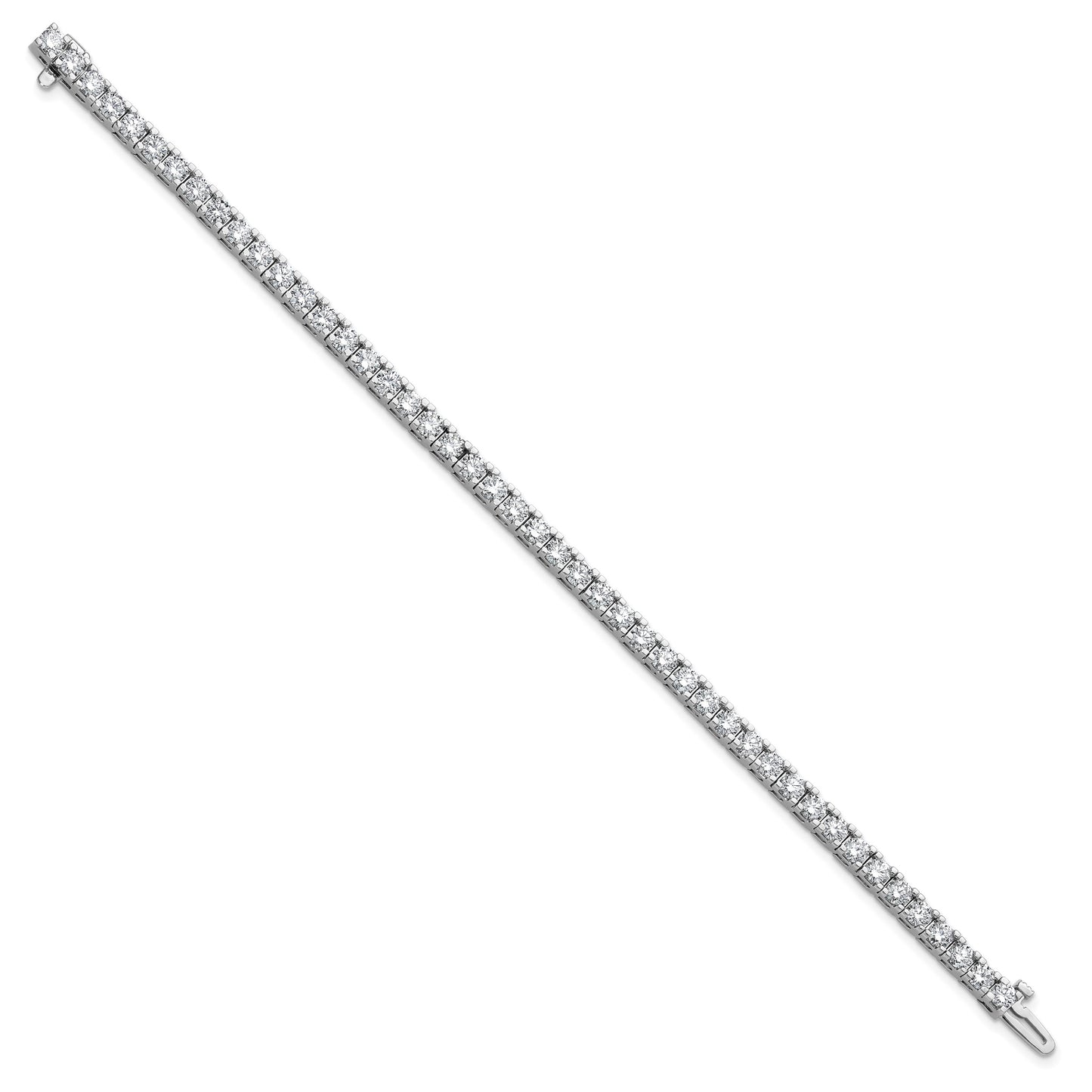 14k White Gold Complete 6.44 carat Round AA Diamond 4-prong 7 inch Tennis Bracelet