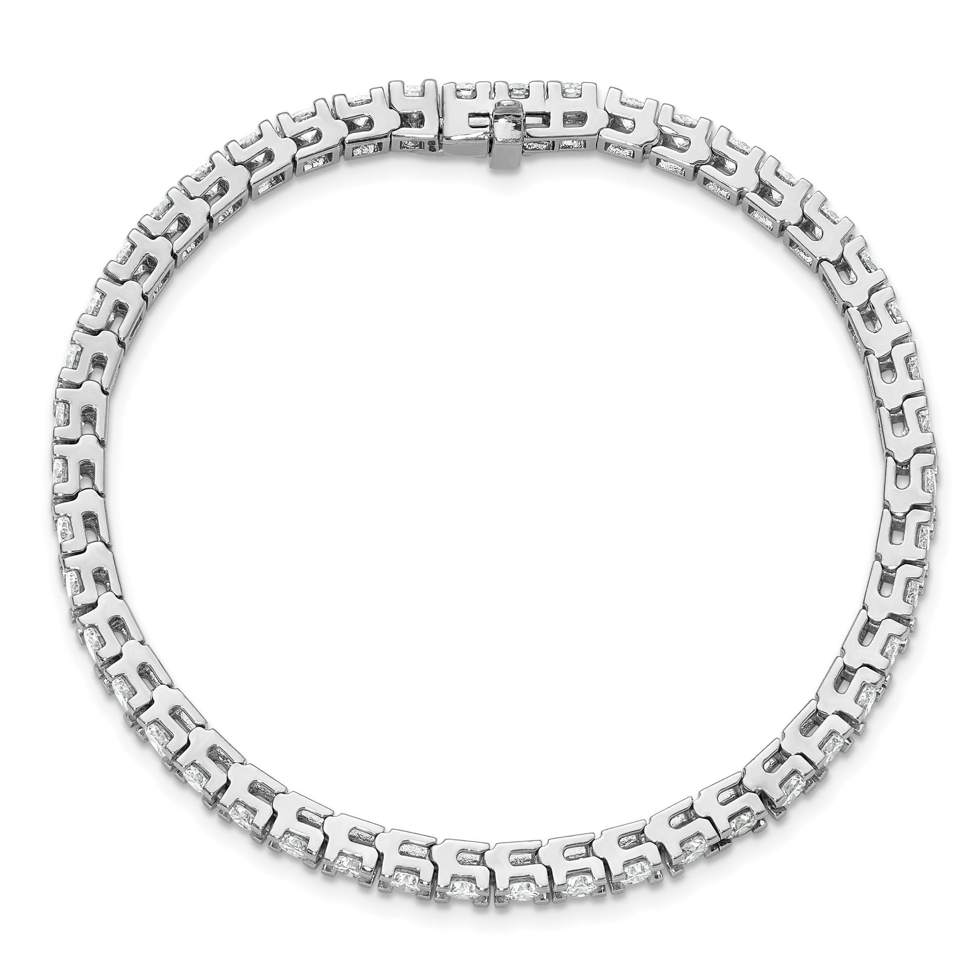 14k White Gold Complete 6.44 carat Round AA Diamond 4-prong 7 inch Tennis Bracelet