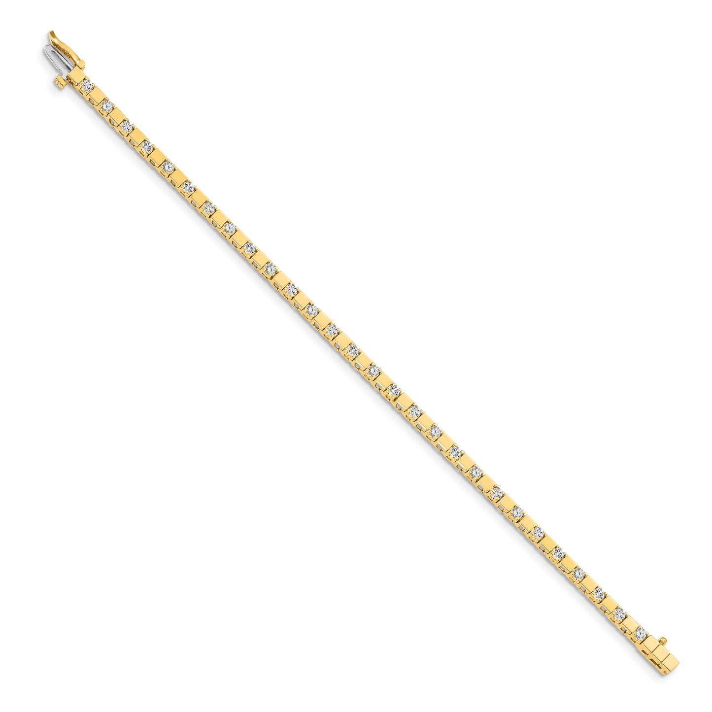 14k Holds 1.1 carat 28-2.1mm Round Diamond Square Link 7 inch Tennis Bracelet Mounting