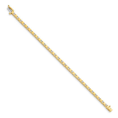 14k Holds 1.1 carat 28-2.1mm Round Diamond Square Link 7 inch Tennis Bracelet Mounting