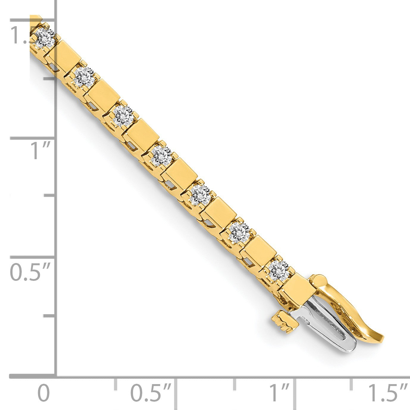 14k Holds 1.1 carat 28-2.1mm Round Diamond Square Link 7 inch Tennis Bracelet Mounting