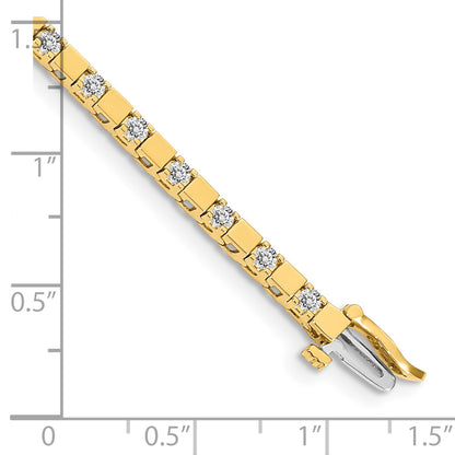 14k Holds 1.1 carat 28-2.1mm Round Diamond Square Link 7 inch Tennis Bracelet Mounting