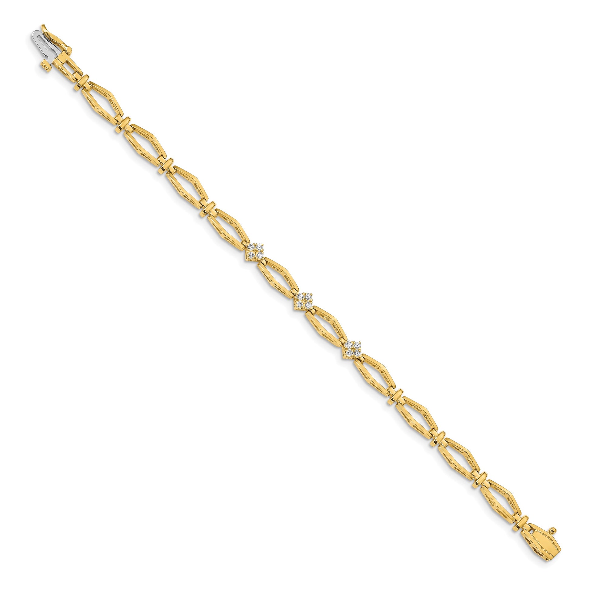14k Holds 1/5 carat 12-1.6mm Round Diamond Cluster Fancy 7 inch Bracelet Mounting