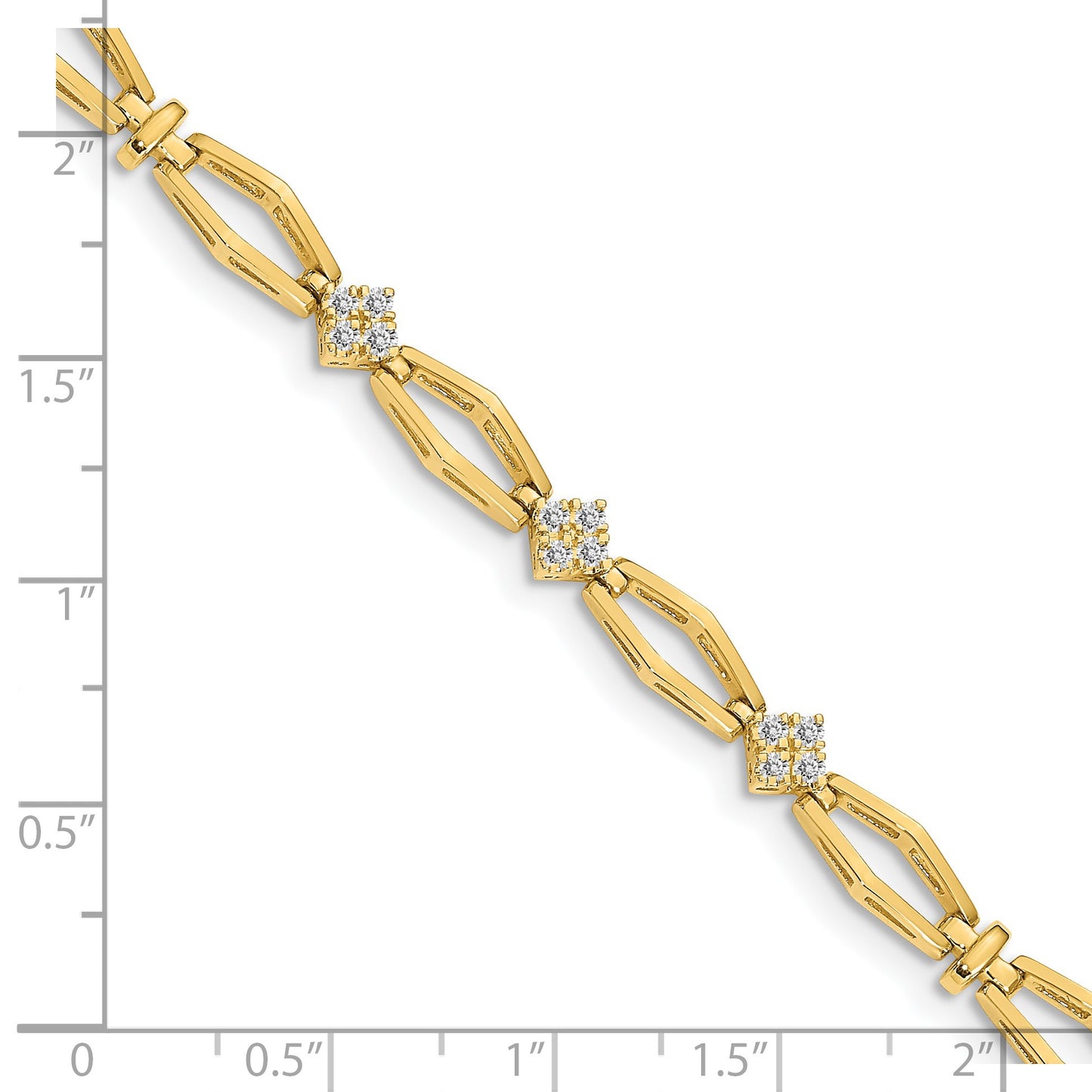 14k Holds 1/5 carat 12-1.6mm Round Diamond Cluster Fancy 7 inch Bracelet Mounting
